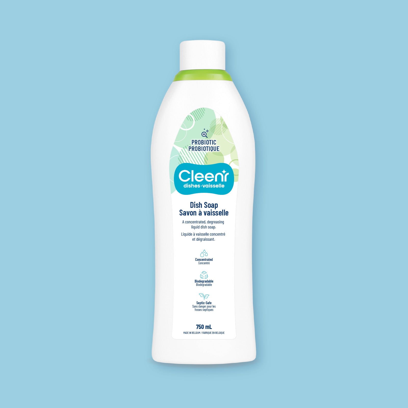 Cleenr Probiotics Dish Soap, package front.